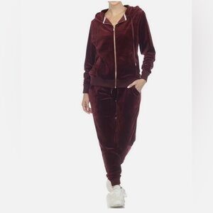 NWOT White Mark 2-Piece Set Velour Tracksuit Crushed Burgundy 2X MINT